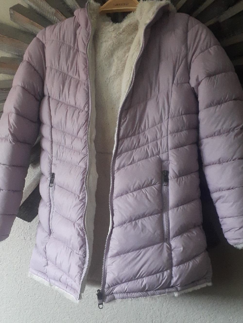 Laveder Quilted Girls Hooded Puffer Coat